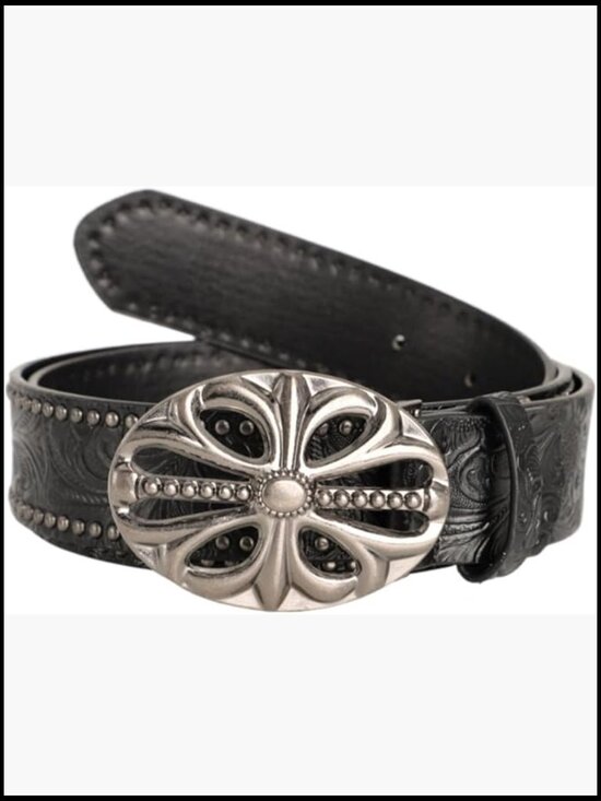 Y2k Punk Gothic Studded Belt PU Leather Floral Buckle main image 6